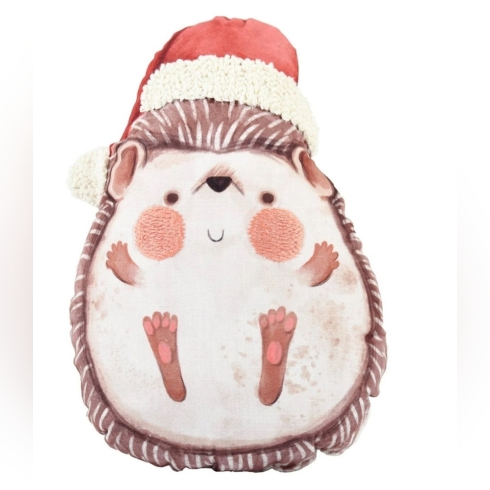 NWT winter holiday Christmas Hedgehog Shaped Throw Pillow, 10x16